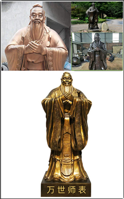 鑄銅關(guān)公 立體雕刻孔子像擺件