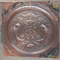 鑄銅關(guān)公 九鯉荷花鍛銅浮雕