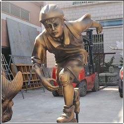 鑄銅關(guān)公 少年玩滑輪人物銅雕塑