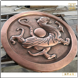 鑄銅關(guān)公 老虎圓浮雕定制