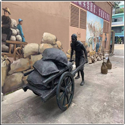 鑄銅關(guān)公 仿銅創(chuàng)意推車人物銅雕塑