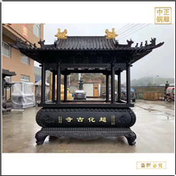 鑄銅關公 寺院長方形銅香爐