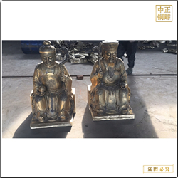 純銅小型土地公婆銅像 純銅小型土地公婆銅像