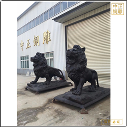 一對看門銅獅子雕塑 一對看門銅獅子雕塑