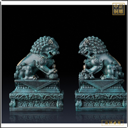 一對青銅獅子雕塑鑄造 一對青銅獅子雕塑鑄造