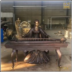 彈古箏人物銅雕塑廠家 彈古箏人物銅雕塑廠家