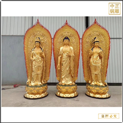 帶背光西方三圣站像 帶背光西方三圣站像