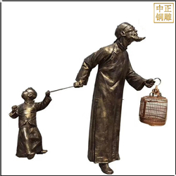古代遛鳥銅雕塑 古代遛鳥銅雕塑