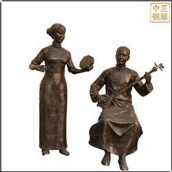 弾三弦民俗人物雕塑 弾三弦民俗人物雕塑
