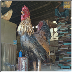 彩繪動(dòng)物園景觀銅公雞雕塑 彩繪動(dòng)物園景觀銅公雞雕塑