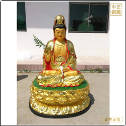 坐像貼金觀(guān)世音菩薩雕塑 坐像貼金觀(guān)世音菩薩雕塑