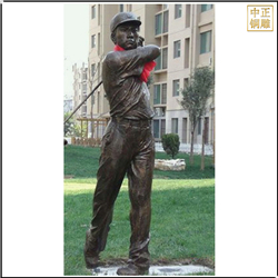 鑄銅關(guān)公 帶紅領(lǐng)巾打高爾夫人物雕塑