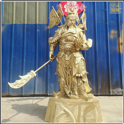 鑄銅關(guān)公 刀尖朝下九龍關(guān)公雕塑