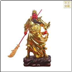 鑄銅關(guān)公 紅臉貼金關(guān)公雕塑
