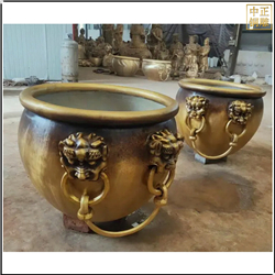 鑄銅關(guān)公 現(xiàn)代藝術(shù)銅大缸雕塑