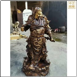 鑄銅關(guān)公 黃銅關(guān)公雕塑擺件